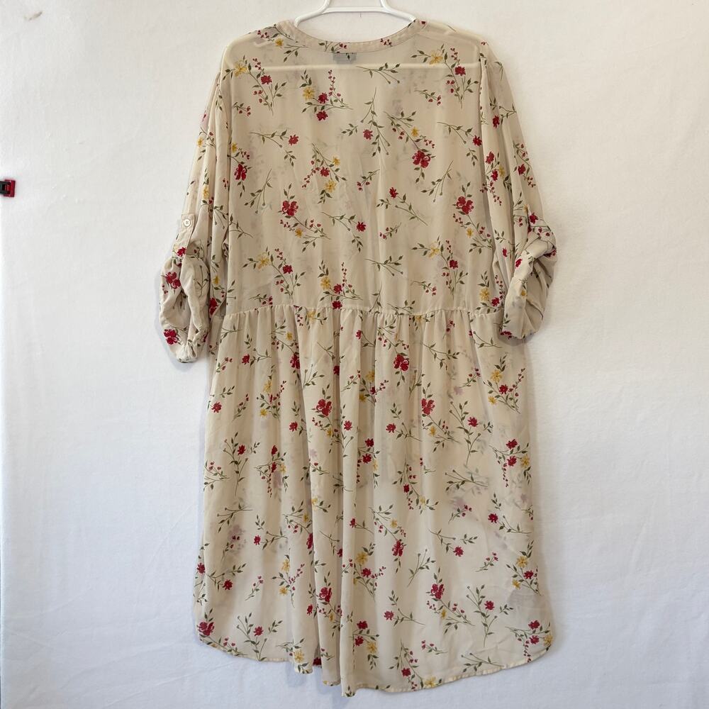 Torrid Lexie Babydoll Hi-Low Tunic Top Womens 3X Cream Semi-Sheer Chiffon Floral - Picture 4 of 11